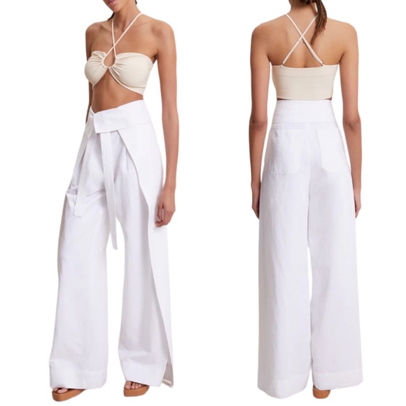 A.L.C. Pants - A.L.C. Emilio Cotton Wide Leg High Waisted Pant Trouser White Size 4 NWT